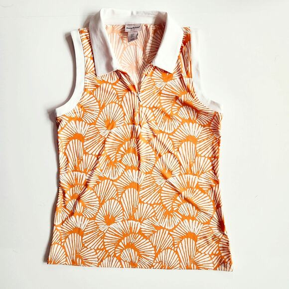 Tommy Bahama Tops - Tommy Bahama Golf Polo | Sleeveless Orange & White | Women’s Size M Activewear